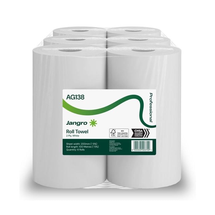 Roll Towel 100M x 195mm, White 2 ply