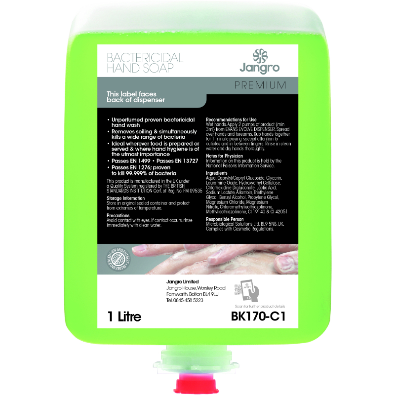 Premium Bactericidal Liquid Hand Soap 6 x 1L Cartridge