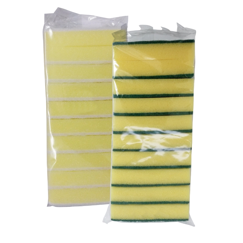 Non Abrasive Foam Scourer, Yellow/White