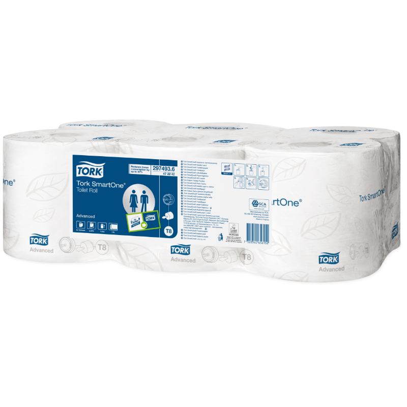 Tork SmartOne Jumbo Roll 207M, 1150 Sheets, White 2 ply