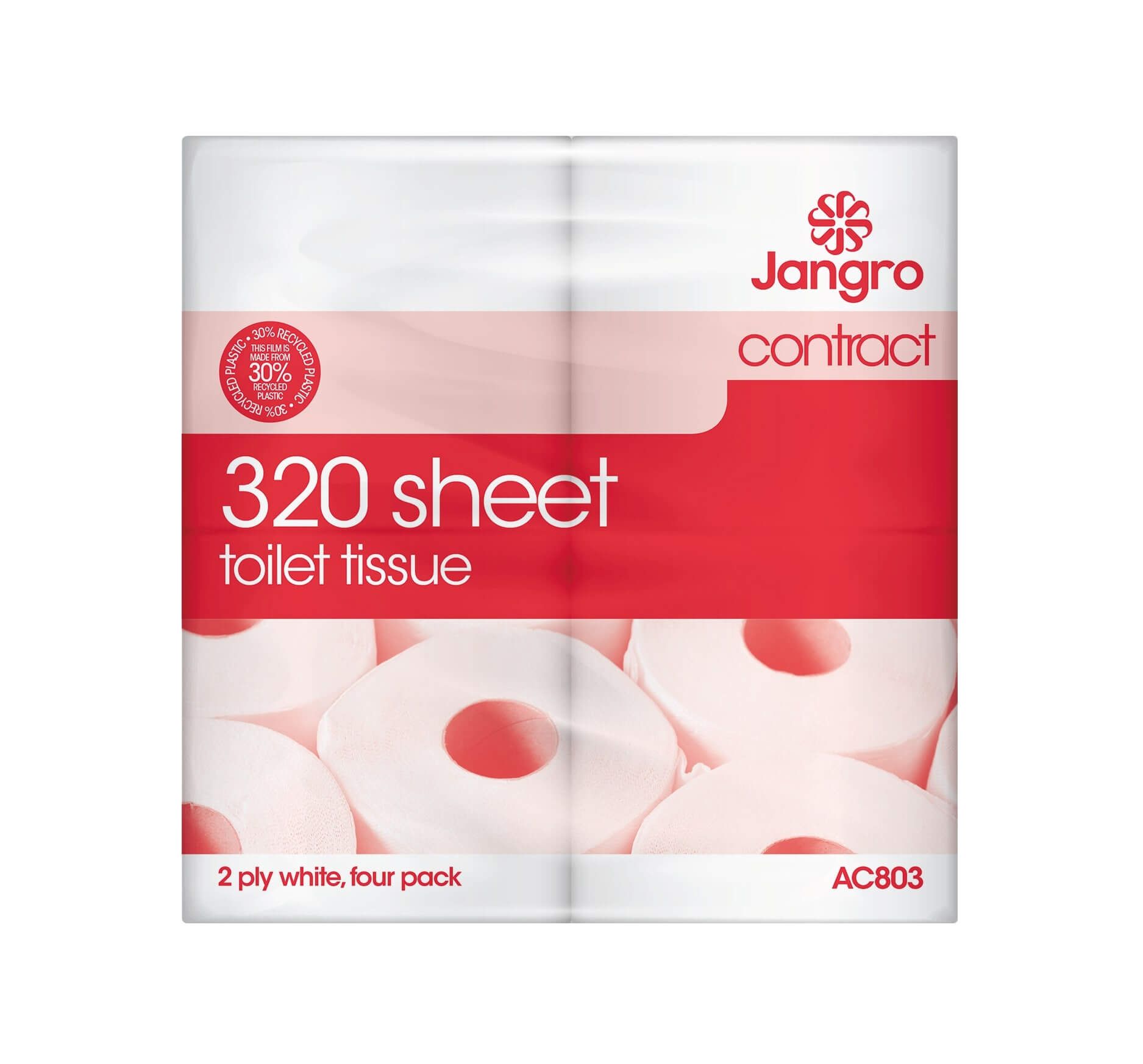 Contract 320 Sheet Toilet Roll 9 x 4 pack, 2 ply