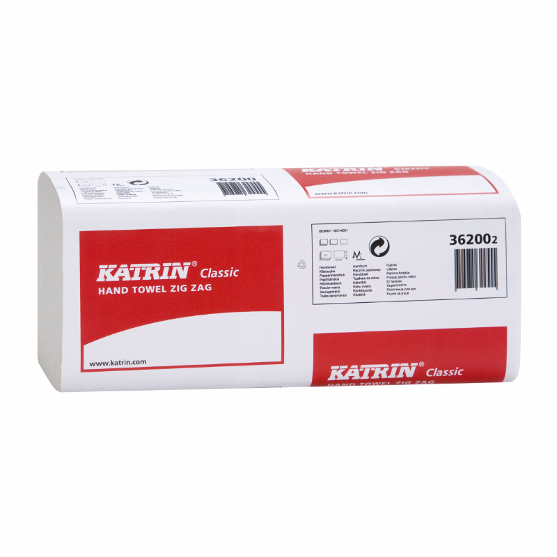 Katrin Classic Zig Zag Hand Towels, White 1 ply
