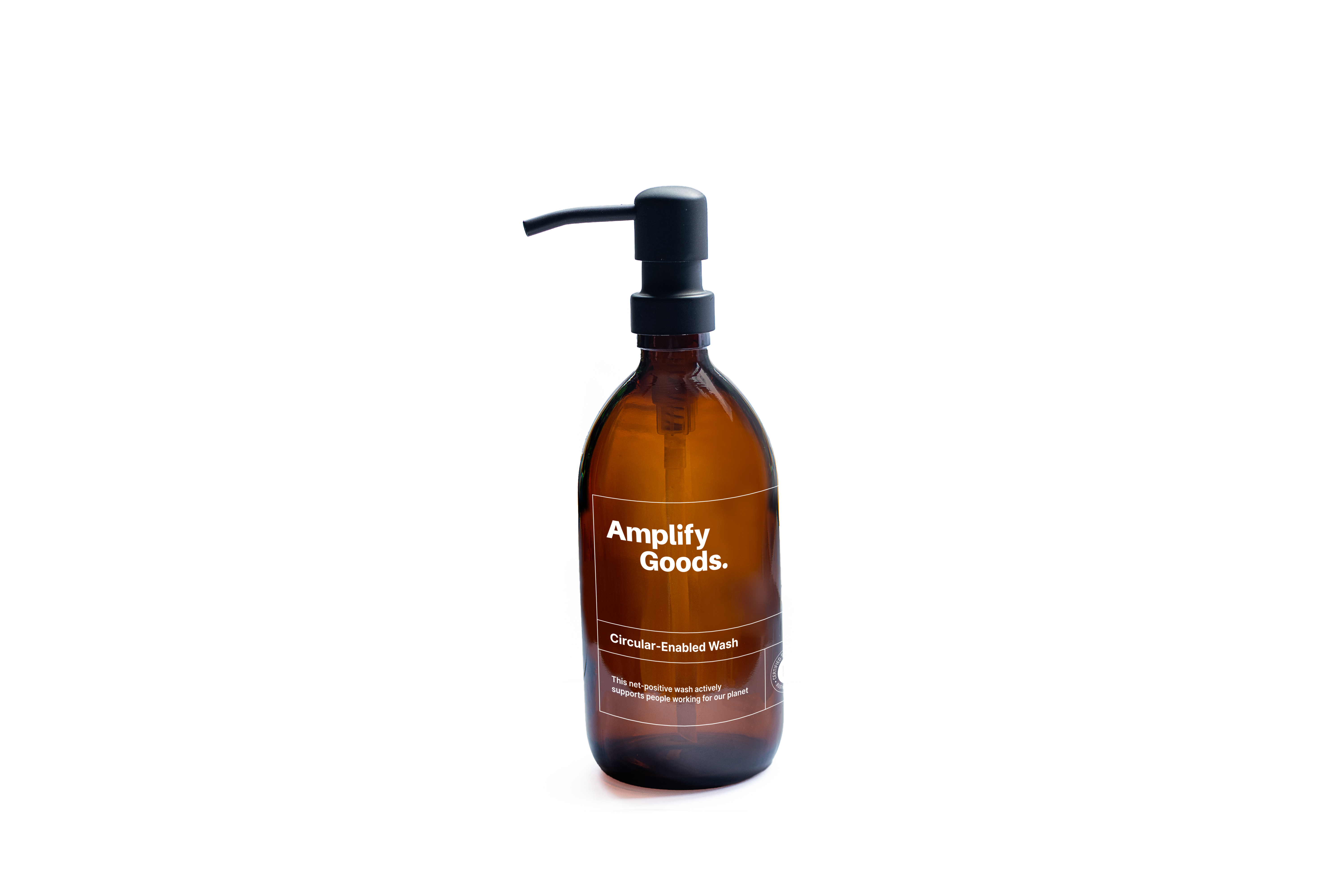 Amplify Goods Empty Hand Soap Bottle, Amber Glass 500ml pump