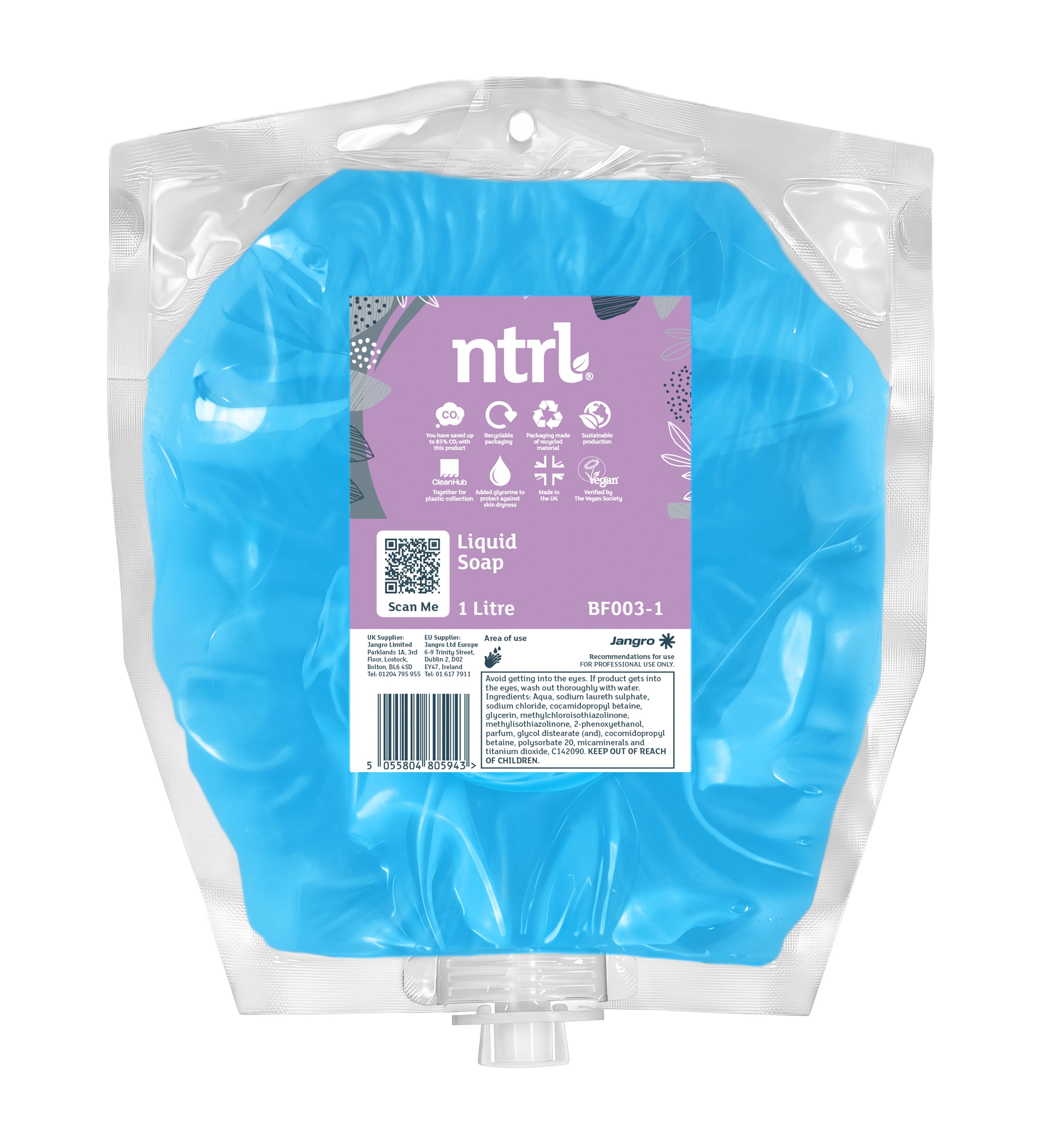 Jangro ntrl Liquid Soap Pouch 6 x 1 litre