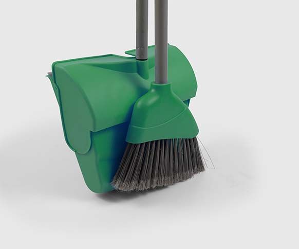 Angle Lobby Broom, Green,with Lightweight Lobby Dustpan