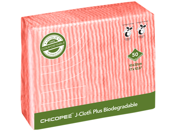 Chicopee J-Cloth Plus Red Biodegradable 43x32cm x50#