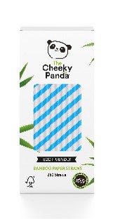 Cheeky Panda Bamboo Paper Straws x250 Blue Stripes