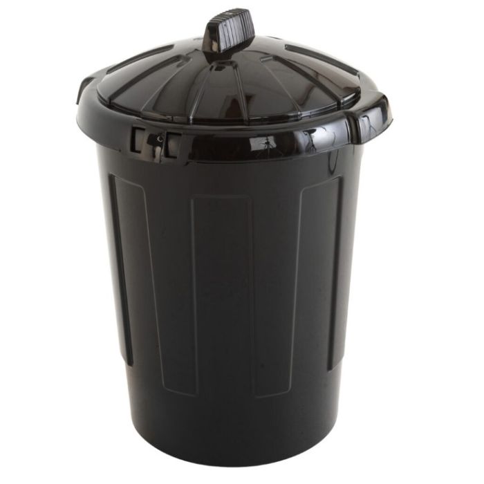 Standard Refuse Bin & Lid Plastic Black 80L