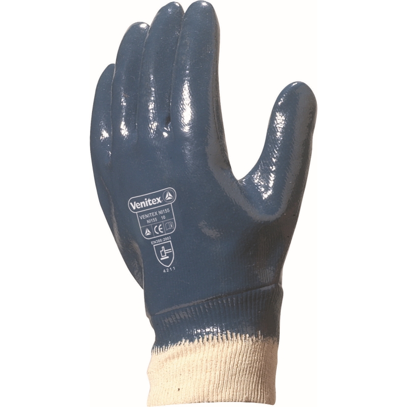 Fully Coated Nitrile Knitwrist Size 10 Blue