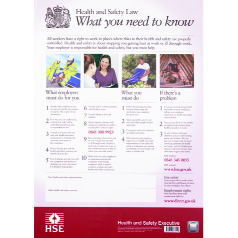 Health & Safety Law Poster 595 x 415 Rigid
