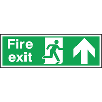 Fire Exit with running man and arrow up 150x450 Rigid Sign