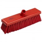 Red Hygiene Flat Sweeping Broom in Medium 300mm