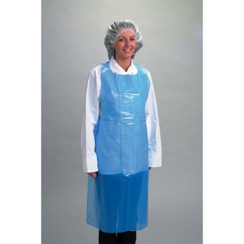 Blue Plastic Aprons case of 100 (20 Microns)