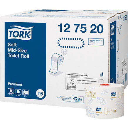 Tork Mid-size Toilet Rolls Premium 2 ply