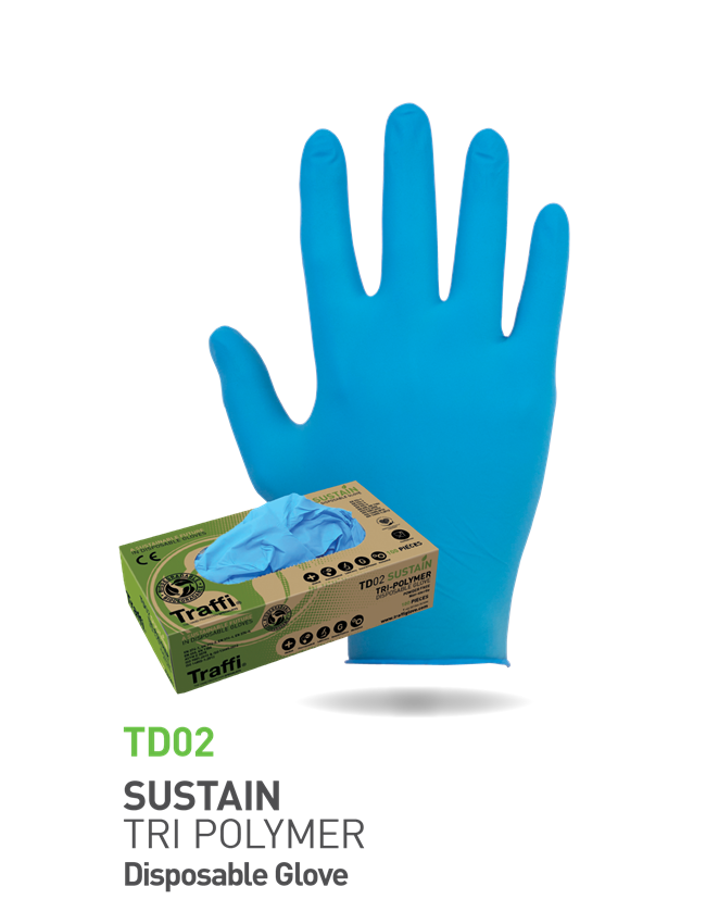 Sustainable Disposable Gloves x100 Blue, Biodegradable Small